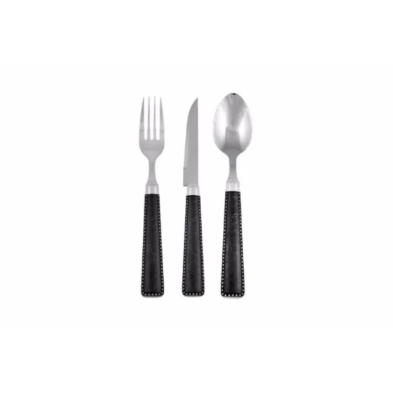 Набор столовых приборов Porland Orfeo, мытье в посудомоечной машине, нержавеющая сталь, серебристый/черный, 21 см, на 6 персон, 18 предметов