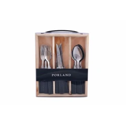 Набор столовых приборов Porland Orfeo, мытье в посудомоечной машине, нержавеющая сталь, серебристый/черный, 21 см, на 6 персон, 18 предметов