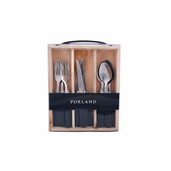 Набор столовых приборов Porland Orfeo, мытье в посудомоечной машине, нержавеющая сталь, серебристый/черный, 21 см, на 6 персон, 18 предметов