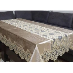 Скатерть Home Tekstil Home-12, велюр, 150х225 см, бежевая, товар в ассортименте