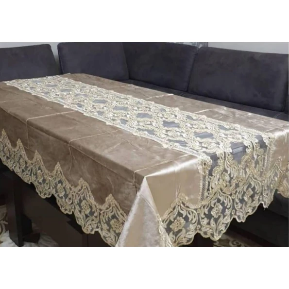 Скатерть Home Tekstil Home-12, велюр, 150х225 см, бежевая, товар в ассортименте Скатерть Home Tekstil Home-12, велюр, 150х225 см, бежевая, товар в ассортименте