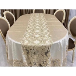 Скатерть Home Tekstil Home-12, велюр, 150х225 см, бежевая, товар в ассортименте