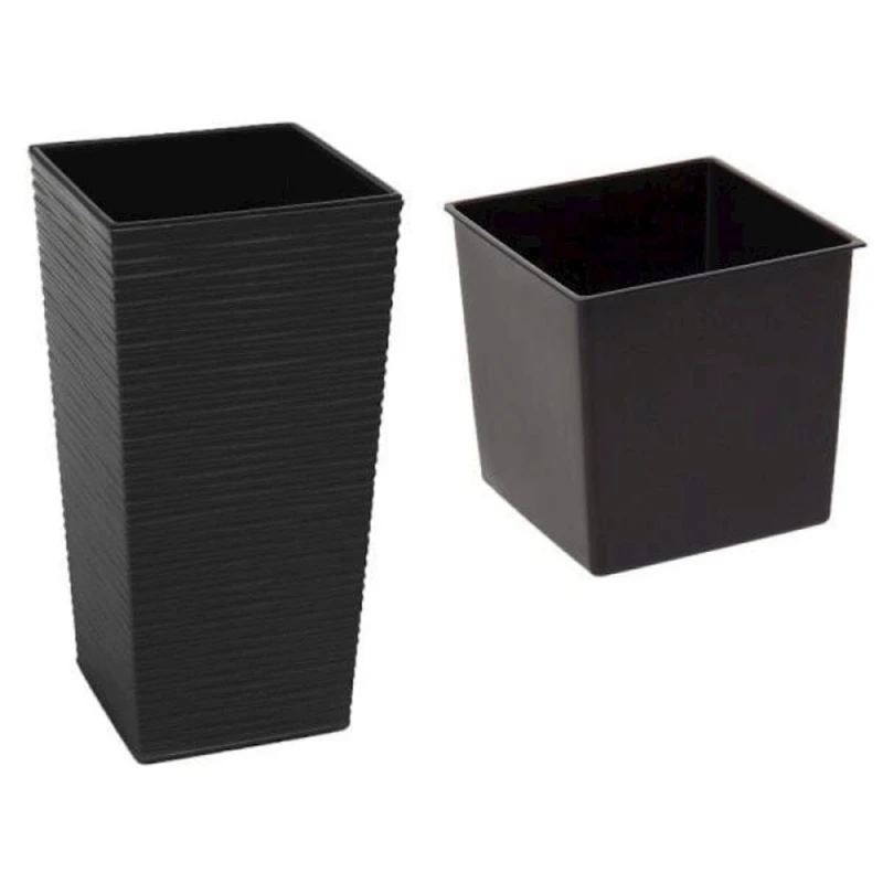 Dibçək Lamela Finezja 19x19х37 sm, plastik, qara Dibçək Lamela Finezja 19x19х37 sm, plastik, qara