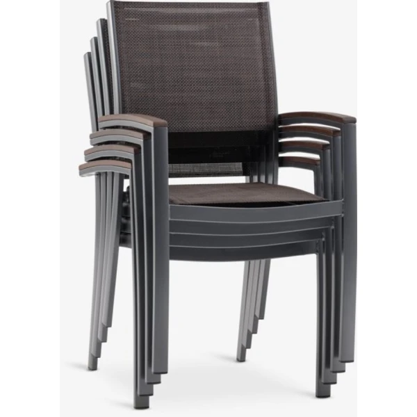 Кресло садовое Jysk Maderne, алюминий/ткань/дерево, серое, 58x92x62 см Кресло садовое Jysk Maderne, алюминий/ткань/дерево, серое, 58x92x62 см