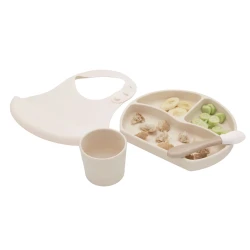 Комплект посуды Babyjem, бежевый, пищевой силикон, 4 предмета