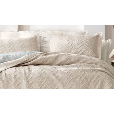 Набор покрывал с наволочками Yataş Curly, покрывало 170x240 см, наволочки 50x70 см, односпальный, хлопок/полиэстер, бежевый