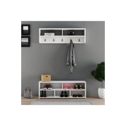 Комплект тумбы для обуви Ev Plus Fernisa, ЛДСП, белый, 120x79x30 см Комплект тумбы для обуви Ev Plus Fernisa, ЛДСП, белый, 120x79x30 см