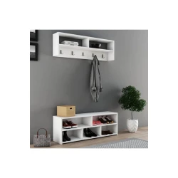 Комплект тумбы для обуви Ev Plus Fernisa, ЛДСП, белый, 120x79x30 см Комплект тумбы для обуви Ev Plus Fernisa, ЛДСП, белый, 120x79x30 см