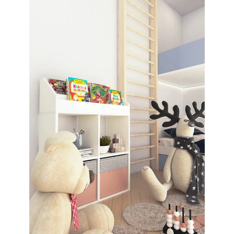 Стеллаж 3563_StellajKidsWhite, 94x67x30 cм, ЛДСП, белый Стеллаж 3563_StellajKidsWhite, 94x67x30 cм, ЛДСП, белый