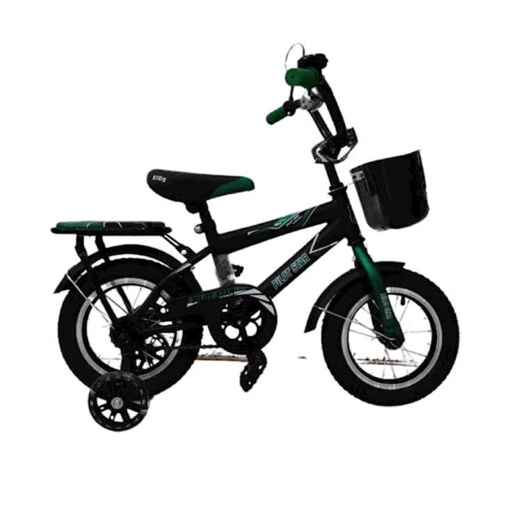 Uşaqlar üçün ikitəkərli velosiped Salute, 3-5 yaş, 12 sm, yaşıl