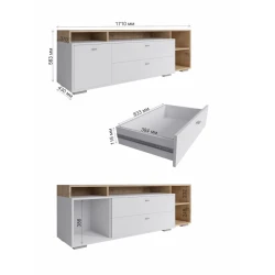 Тумба под ТВ 171x56x43 см, ЛДСП, серая/коричневая