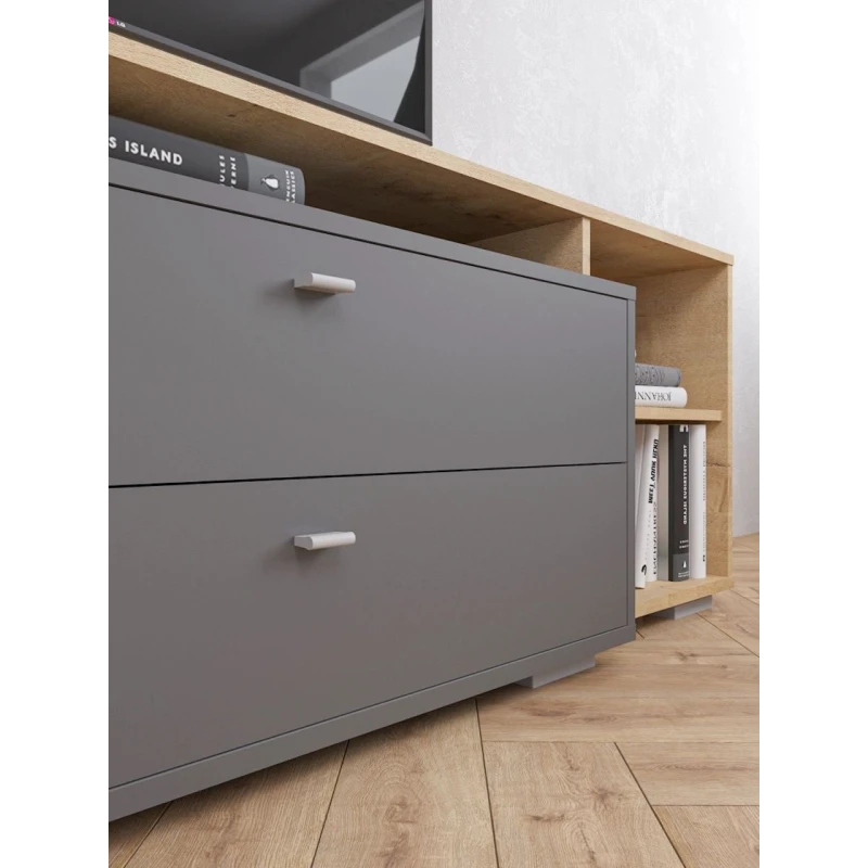 Тумба под ТВ 171x56x43 см, ЛДСП, серая/коричневая Тумба под ТВ 171x56x43 см, ЛДСП, серая/коричневая