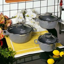 Qazan dəsti Life Smile LF-FY-011, boz, 3 parça