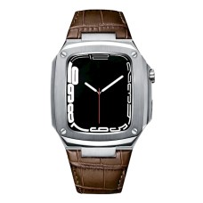 Qayış və çexol Greatcase SW627 Apple Watch 45mm üçün Silver/Brown