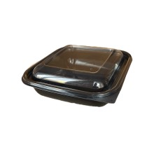 Salat üçün birdəfəlik qab dəsti Loyal 9265969306, polietilen tereftalat/polipropilen, qara, 19x19x2.6+5.2 sm, 750 ml, 1000 əd