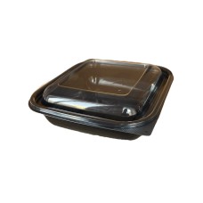 Salat üçün birdəfəlik qab dəsti Loyal 9265969306, polietilen tereftalat/polipropilen, qara, 19x19x2.6+5.2 sm, 750 ml, 1000 əd