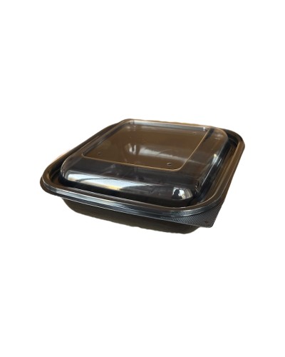 Salat üçün birdəfəlik qab dəsti Loyal 9265969306, polietilen tereftalat/polipropilen, qara, 19x19x2.6+5.2 sm, 750 ml, 1000 əd