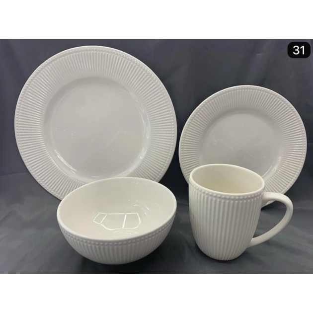 Набор столовой посуды 911miv-N31, керамика, белый, 4 персон, 16 предметов Набор столовой посуды 911miv-N31, керамика, белый, 4 персон, 16 предметов