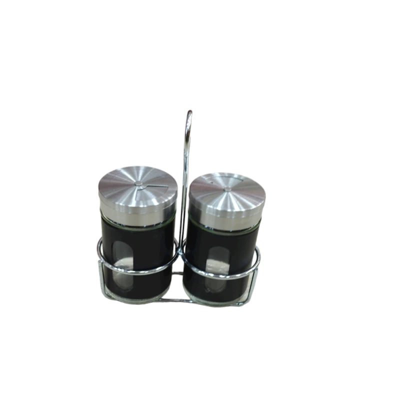 Ədviyyatlar üçün dəst G65 gümüşü/qara, şüşə, 2 əd, 8x5 sm