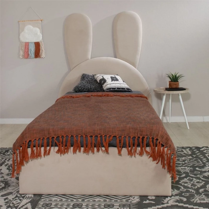 Односпальная кровать Art_tek_yataq (120) 21, ламинат/текстиль, бежевая, 200x85x120 см