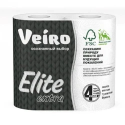 Туалетная бумага Veiro Elite Extra, 4-х слойная, 4 рулона, белая