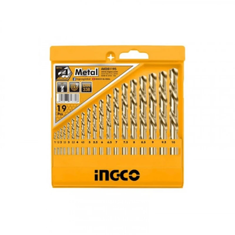 Набор сверл по металлу Ingco AKDB1195, 19 шт