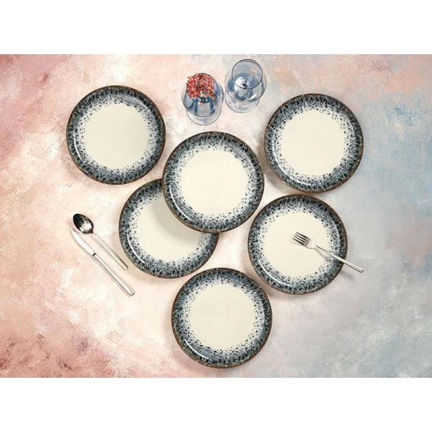 Десертный сервиз Porland Re-gen Ontario, белый/темно-синий, 21 см, 6 персон, 6 предметов Десертный сервиз Porland Re-gen Ontario, белый/темно-синий, 21 см, 6 персон, 6 предметов