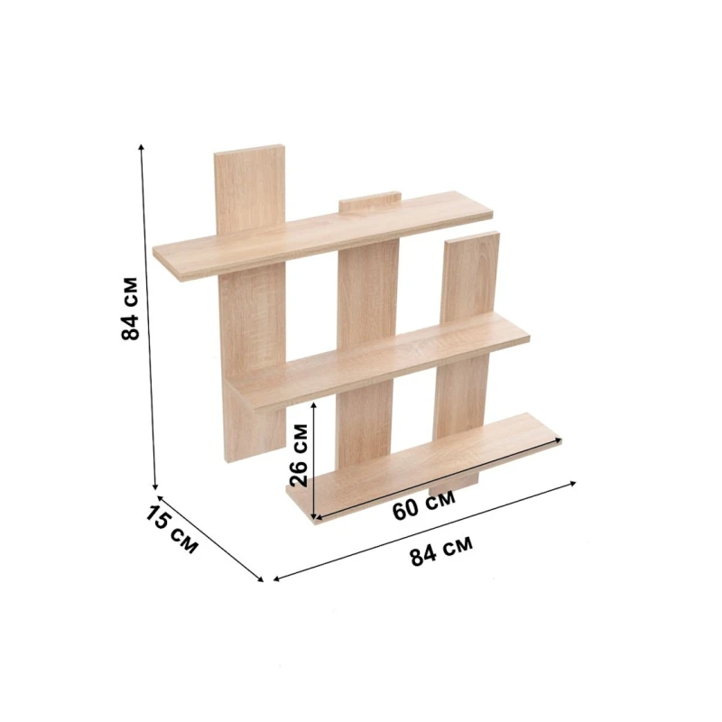 Полка Letta, бежевая, ЛДСП, 84х15х84 см Полка Letta, бежевая, ЛДСП, 84х15х84 см