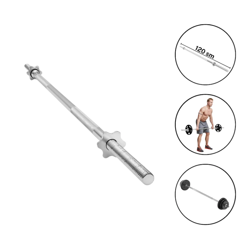 Гриф для штанги Gymnic F30 1619, железо, серебристый, 120 см Гриф для штанги Gymnic F30 1619, железо, серебристый, 120 см