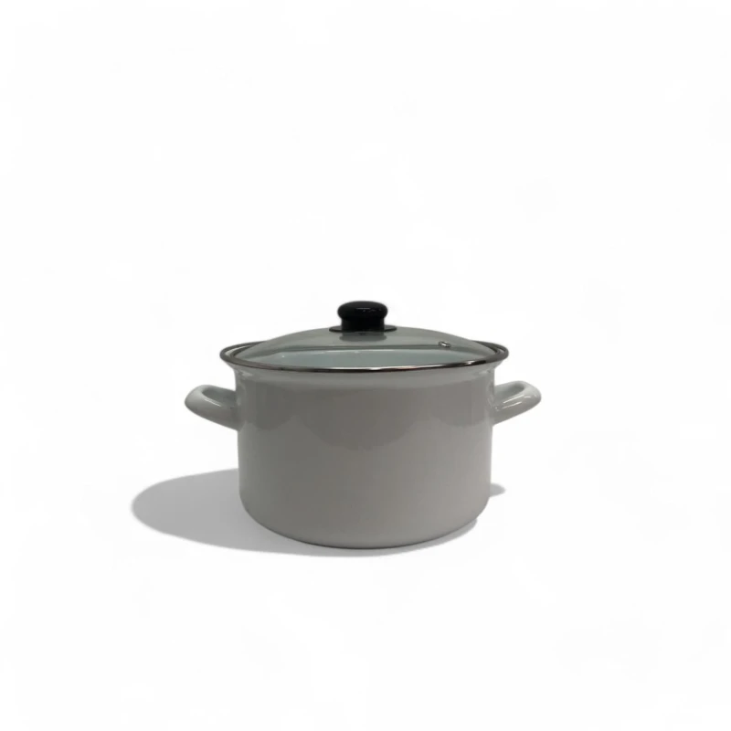 Кастрюля эмалированная Mehtap, 22 см, с крышкой, белая Кастрюля эмалированная Mehtap, 22 см, с крышкой, белая