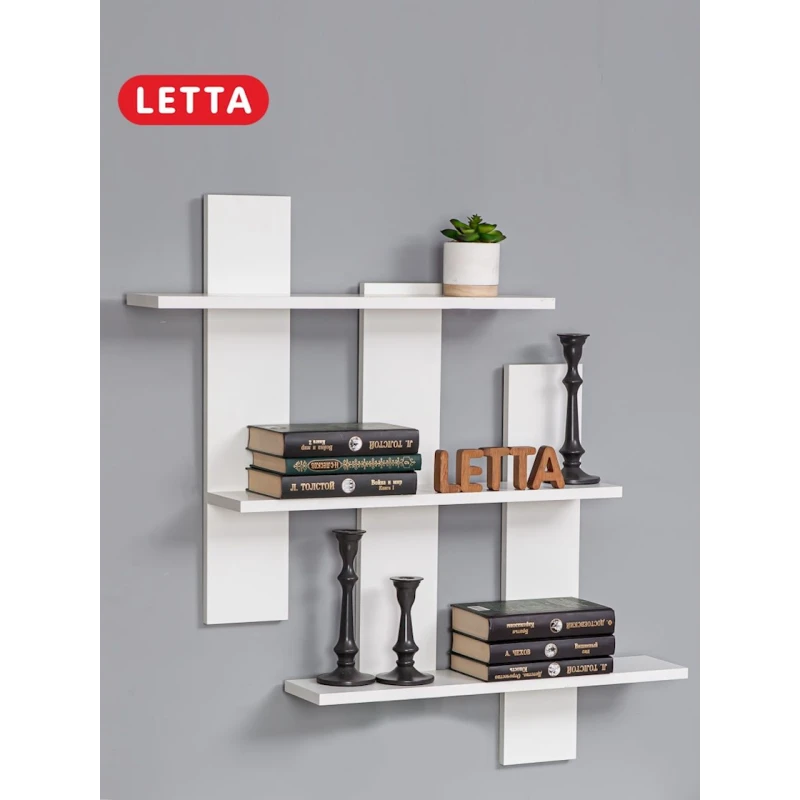 Полка Letta, белая, ЛДСП, 84х15х84 см Полка Letta, белая, ЛДСП, 84х15х84 см
