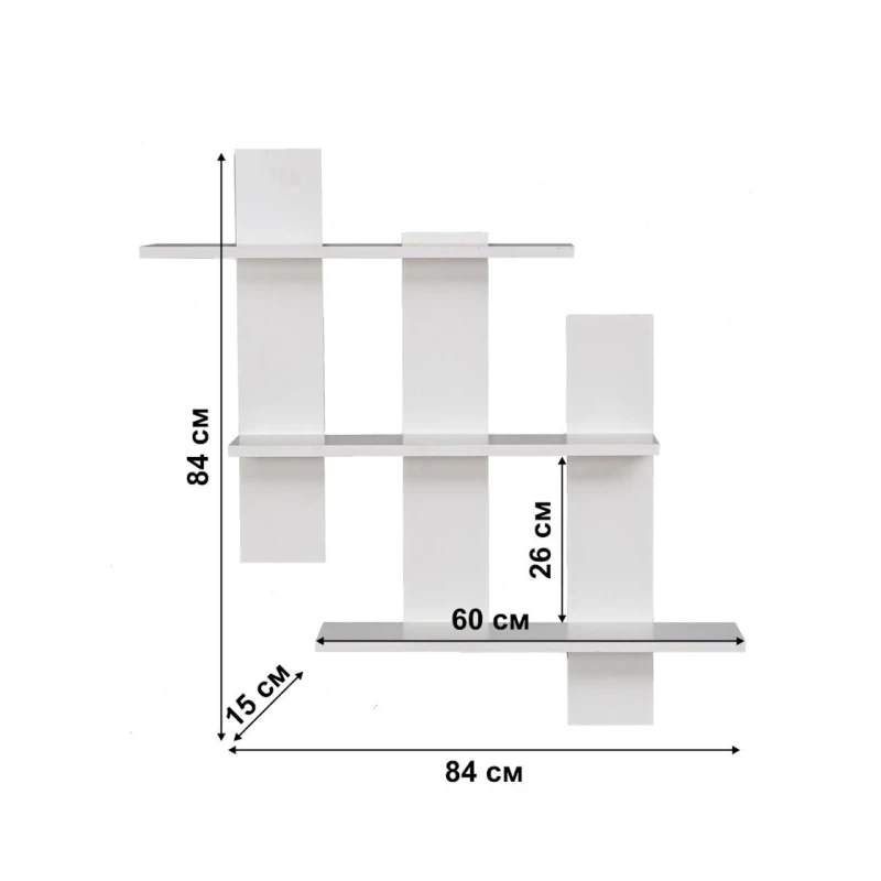 Полка Letta, белая, ЛДСП, 84х15х84 см Полка Letta, белая, ЛДСП, 84х15х84 см