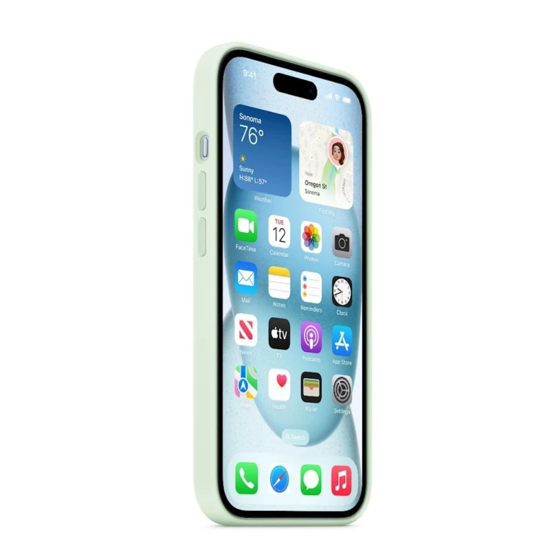 Çexol Apple A3123 Silicone Case with MagSafe iPhone 15 üçün Soft Mint