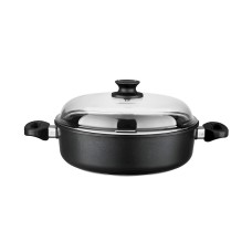 Tava Leggno BLK2222ST24IND, 24 sm, çuqun, qara, qapaq ilə
