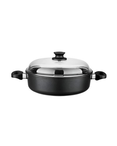 Tava Leggno BLK2222ST24IND, 24 sm, çuqun, qara, qapaq ilə