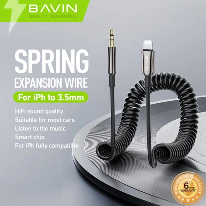 Аудиокабель Bavin AUX38 3.5mm To Lightning Аудиокабель Bavin AUX38 3.5mm To Lightning