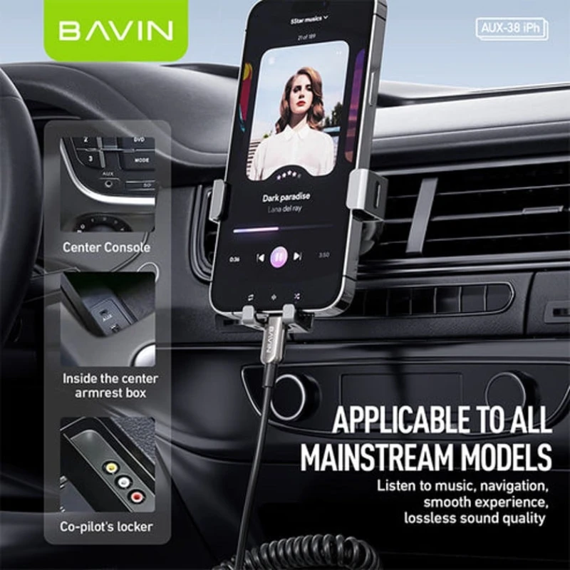 Аудиокабель Bavin AUX38 3.5mm To Lightning Аудиокабель Bavin AUX38 3.5mm To Lightning