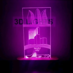 3D-gecə lampası Şəhər mənzərəsi tsc02, 20x14 sm, çəhrayı 3D-gecə lampası Şəhər mənzərəsi tsc02, 20x14 sm, çəhrayı