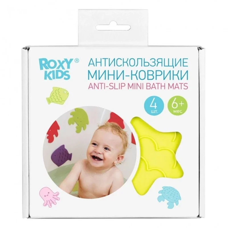 Мини-коврики для ванной Roxy Kids RBM-010-4, 4 шт, разноцветные Мини-коврики для ванной Roxy Kids RBM-010-4, 4 шт, разноцветные