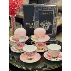 Набор кофейный, фарфор, розовый, на 6 персон Набор кофейный, фарфор, розовый, на 6 персон