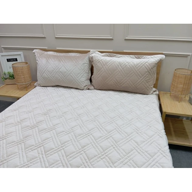 Покрывало Miranova FS-537, двуспальное, 230x250 см, наволочки 50x70, бежевое