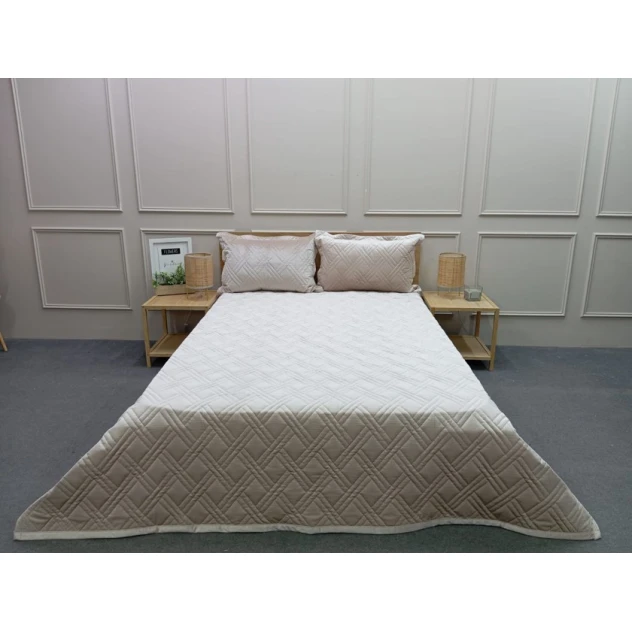 Покрывало Miranova FS-537, двуспальное, 230x250 см, наволочки 50x70, бежевое