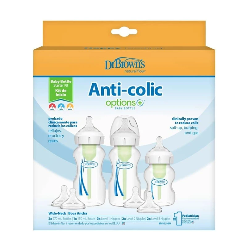 Набор антиколиковых бутылочек с широким горлышком Dr. Brown's Options+, белый, 1 шт 150 мл, 2 шт 270 мл