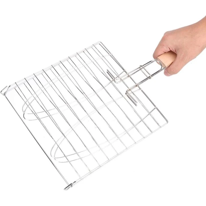 Решетка на мангал Jopwkuin, для рыбы, серебристый Решетка на мангал Jopwkuin, для рыбы, серебристый