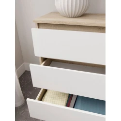 Комод, 77x138.4x40.4 см, ЛДСП, белый/коричневый Комод, 77x138.4x40.4 см, ЛДСП, белый/коричневый