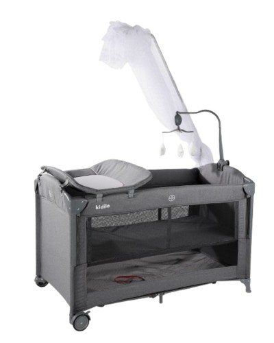 Manej-çarpayı Kidilo T-702L, boz, 125×65×74 sm