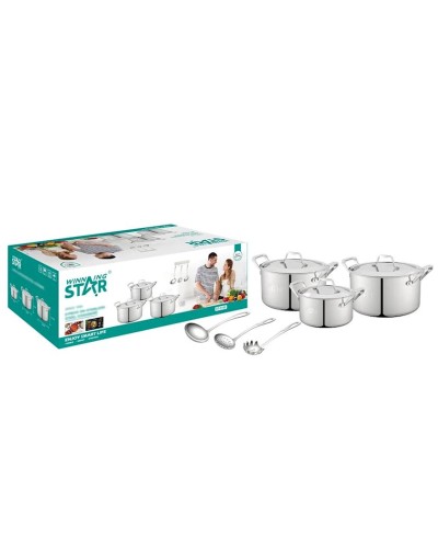 Qab-qacaq dəsti Winning Star ST-5100, paslanmayan polad, gümüşü, 6 parça