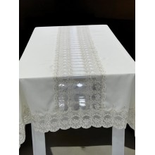 Süfrə MiraNova NRl-00621, kətan, ağ, 160x350 sm