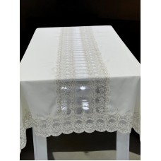 Süfrə MiraNova NRl-00621, kətan, ağ, 160x350 sm