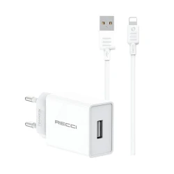 Сетевое зарядное устройство Recci RC58EL with Lightning Cable White Сетевое зарядное устройство Recci RC58EL with Lightning Cable White